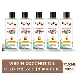 Coco Crush Cold-Pressed Virgin Coconut Oil, 100% Pure & Natural Pack of 5 - 100ml each (500 ml)-image-54
