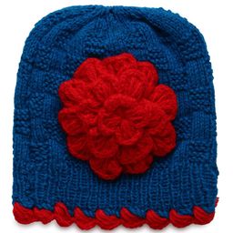 MayRa Knits Flower Design & Scallop Hem Detailed Hand Knitted Cap - Blue-image-43