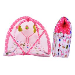Babytoons New Born Baby Bedding Set Combo of Play Gym Bed with Net & Carry Bag (Pink, 0-12 Months)-19