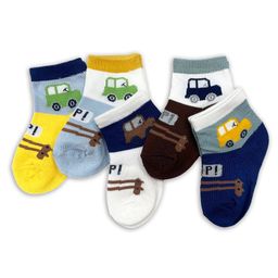 ZQBIEE Pack Of 5 Car Designed Colour Blocked Socks - Yellow & Blue-image-33