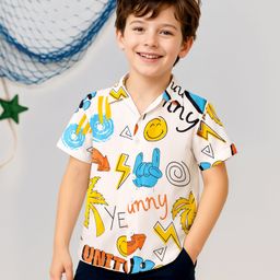 OLLINGTON ST. 100% Cotton Knit Half Sleeves Text Printed Shirt - Multicolor-picture-4