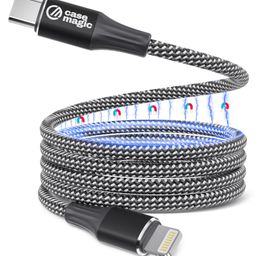 case-magic Magnetic Coiled 27W Type C to Lightning Cable, PD Fast Charging Cable - Black-63