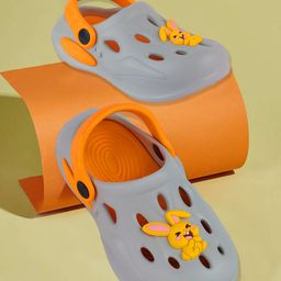 PASSION PETALS Bunny Applique Detailed Perforated Clogs - Grey-image-91