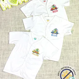 COCOON ORGANICS 100% Cotton Knit Pack Of 3 Half Sleeves Crocodile & Car Printed Anti Microbial Jhablas - White-picture-19
