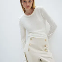 H&M Button-Front Twill Trousers image 3