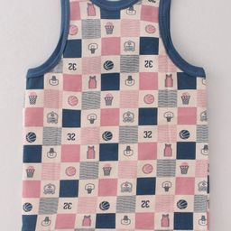 CUCUMBER  Sinker Knit  Sleeveless Set Of Vests Boat Basket Ball & Tree Print Pack of 3 -(Color & Print May Vary) image 3