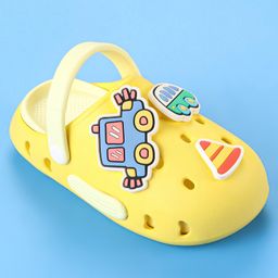Oh! Pair Back Strap Closure Slip On Clogs with Vehicle Applique - Yellow image 3