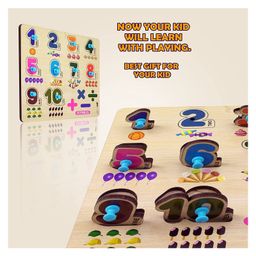 Enorme Big Wooden ABCD and Numbers Puzzle with Knobs Educational and Learning Game For Kids Multicolour - 36 Pieces image 4