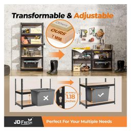 JD FRESH 3 Tier Adjustable Iron Boltless Shelves -Black image 4
