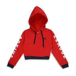 Blue Giraffe Kids Red Solid Hoodie-image-44