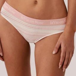 la Vie en Rose Cotton and Logo Elastic Band Thong Panty-image-59