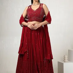 Soch Embellished Mirror Work Ready to Wear Lehenga & Blouse With Dupatta-picture-58