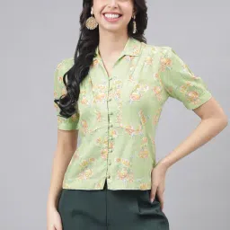 Latin Quarters Green Floral Print Shirt-picture-13