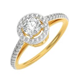 Emori 14k Yellow Gold & Diamond Halo Round Ring-image-5