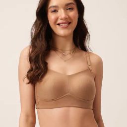 Clovia Beige Cotton Solid Non-Padded Full Cup Wire Free T-Shirt Bra-picture-10