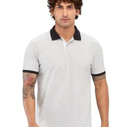 Park Avenue Grey Slim Fit Polo T-Shirt-image-89