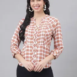 Latin Quarters Brown & White Check Shirt-image-1