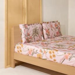 Westside Home Pink Floral Print King Bed Flat Sheet and Pillowcase Set-image-7