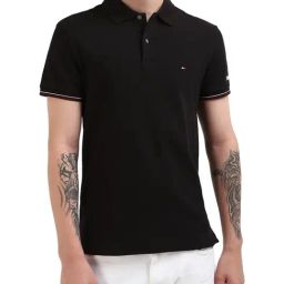 Tommy Hilfiger Black Cotton Solid Men Slim Fit Polo T-Shirt-picture-18
