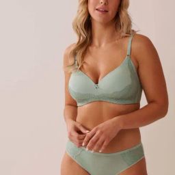 La Vie En Rose Green Self Pattern Bra-picture-18