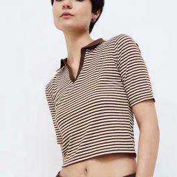 Ginger by Lifestyle Brown Striped Crop Top-image-40