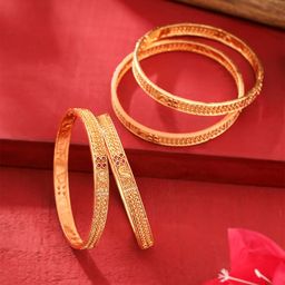 Yellow Chimes Traditional Set Of 4 Gold Plated Bangle Set-37