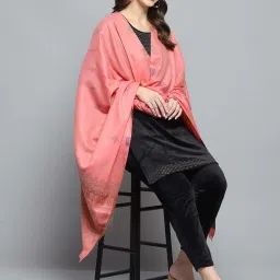 Monte Carlo Peach Regular Fit Self Pattern Shawl image 5