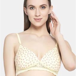 AROUSY Yellow Cotton Printed T-Shirt Bra-image-23