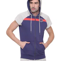 Being Human Blue & Grey Cotton Hoodie-image-65