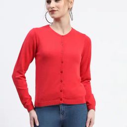 Madame Coral Wool Solid Cardigans-image-0
