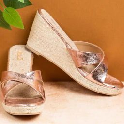 Inc.5 Women's Rose Gold Cross Strap Wedges-image-26