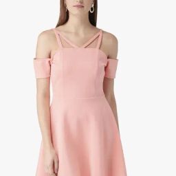 DODO & MOA Peach Slim Fit A Line Dress-image-49
