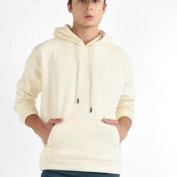Campus Sutra Light Yellow Cotton Regular Fit Hooded Sweatshirt-image-61