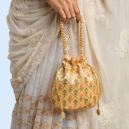 Lavie Beige & Peach Fabric Potli-50