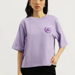 United Colors Of Benetton Purple Pure Cotton Solid T-Shirt-picture-13