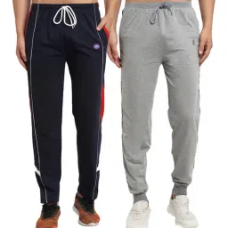 Vimal Jonney Navy & Grey Regular Fit Joggers & Trackpants - Pack of 2-image-37