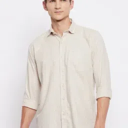 Duke Light Beige Slim Fit Self Design Shirt-image-53