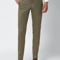 Van Heusen Olive Slim Fit Flat Front Trousers-image-124