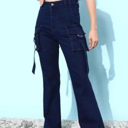 DOLCE CRUDO Navy Bootcut Jeans-image-101