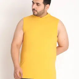 Chkokko Mustard Cotton Regular Fit T-Shirt-image-6