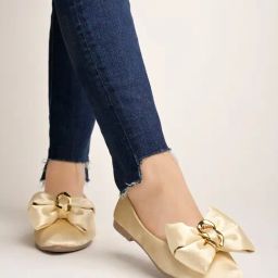 Shoetopia Women's Golden Flat Ballets-image-75