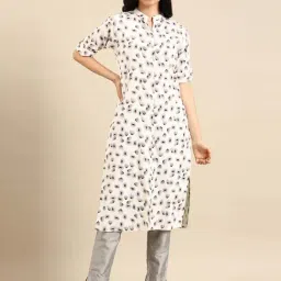 SHOWOFF Cream Cotton Printed Straight Kurta-picture-37