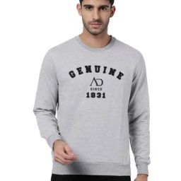 Ad By Arvind Grey Cotton Slim Fit Sweatshirt-picture-38