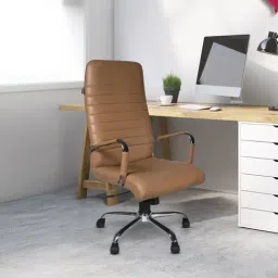 Adiko Systems Beige Leatherette High Back Executive Chair-image-86