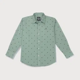 Palm Tree Boys Green Printed Casual Shirt-image-26
