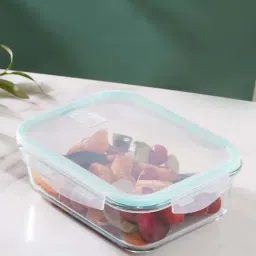 Nestasia microwave safe glass rectangular large lunch box with BPA free unbreakable PVC Lid(1200 ml)-image-37