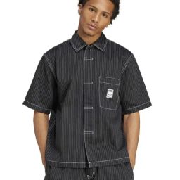 Adidas Originals Black Cotton Loose Fit Striped Shirt-image-62