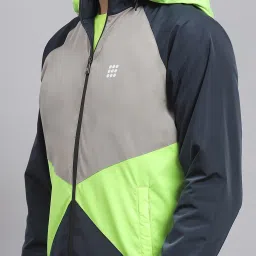Rock.it Navy Regular Fit Colour Block Hooded Jacket image 5