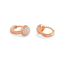 Zaveri Pearls Rose Gold Tone Dazzling Cubic Zirconia Minimal Hoop Earrings-ZPFK17161 image 5