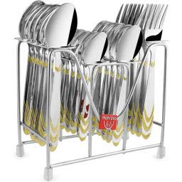 FnS Magna Silver & Gold Stainless Steel Cutlery - Set of 24-30